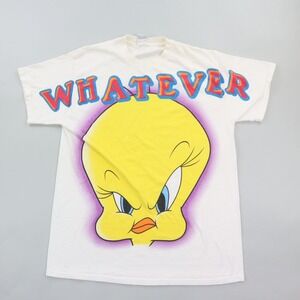 Vintage Looney Tunes Tweety Bird T-Shirt Men's Large 90s BIG HEAD "Whatever"